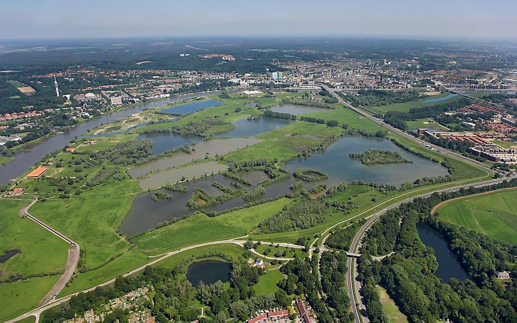 Het uiterwaardengebied Stadsblokken-Meinerswijk aan de Rijn, recht tegenover de binnenstad van Arnhem-Noord. beeld gemeente Arnhem