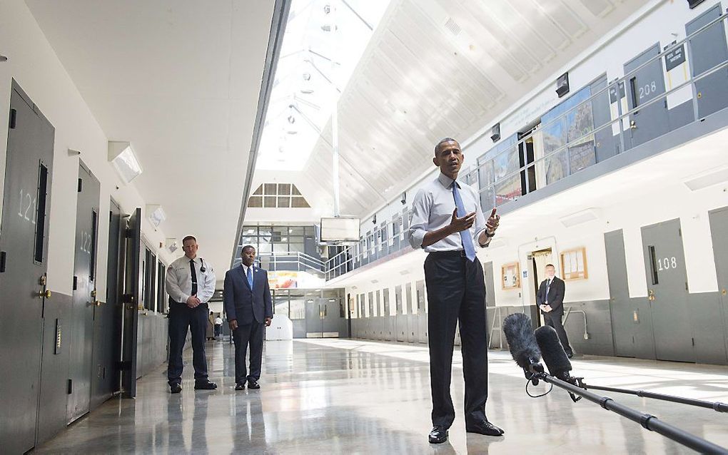 President Obama in een gevangenis in juli 2015. beeld AFP