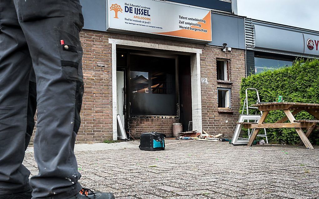 Onbekenden hebben geprobeerd brand te stichten bij het pand van een Turkse stichting. Het gaat om een gebouw waarin de Unie van Betrokken Ouders (UVBO) is gehuisvest. beeld ANP