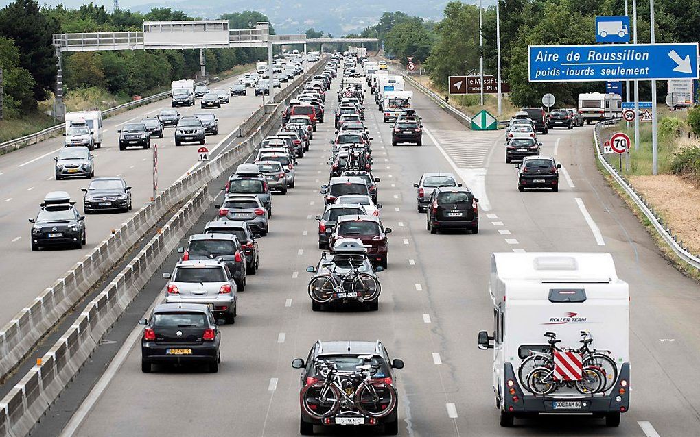 De Autoroute du Soleil bij Reventin-Vauguris op zwarte zaterdag. beeld AFP