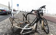 Een fietswrak aan de Scheveningse boulevard. beeld ANP, HH, Laurens van Putten