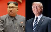 Laat de Amerikaanse president Trump (r.) zich straks op de top  met Kim (l.) zich voor diens publiciteitskarretje  spannen?  beeld AFP