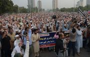 Protesten tegen de vrijspraak van Asia Bibi. beeld AFP, Aamir Qureshi