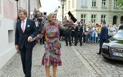 Koning Willem-Alexander en koningin Máxima dinsdagavond in Werder aan de Havel. beeld AFP
