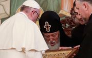 De paus brengt dit weekeinde een bezoek aan Georgië en Azerbeidzjan. Een reis met broederschap als thema, in een regio getekend door conflict, verdeeldheid en wantrouwen.   beeld AFP