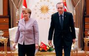 Merkel (l.) en Erdogan in betere tijden. beeld AFP, Adem Altan