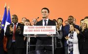 Valls tijdens de bekendmaking van zijn kandidatuur. beeld AFP