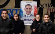 De  vier vrienden die teleurgesteld waren in de Franse presidentskandidaten en de nepcampagne bedachten. beeld AFP