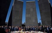 De herdenking van de Armeense genocide in Jerevan, Armenië, beeld AFP