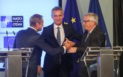Tusk, Stoltenberg en Juncker (v.l.n.r.). beeld EPA