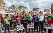 Studentenprotest tegen het leenstelsel op de Dam in Amsterdam. beeld ANP, Evert Elzinga