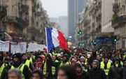 Demonstratie van de ‘gele hesjes’ in de Franse stad Rennes. beeld AFP