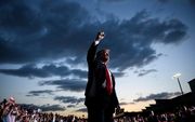 De Amerikaanse president Donald Trump in Montoursville (Pennsylvania). beeld AFP