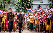 Premier Mark Rutte wordt welkom geheten door de Indonesische president Joko Widodo op het presidentieel paleis. Minister-president Mark Rutte bezoekt van 7 tot en met 11 oktober Indonesie, Nieuw-Zeeland en Australië. beeld ANP