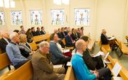 Dr. M. C. Mulder hield zaterdag in Apeldoorn op een ambtsdragersconferentie van de Christelijke Gereformeerde Kerken een lezing over het thema ”Israël en de ambtsdrager”. beeld RD, Anton Dommerholt