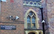 Beveiligingcamera's bij de kathedraal van Exeter, in Engeland. beeld Zigsfy, Wikimedia
