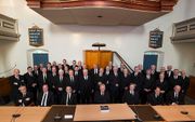 De afgevaardigden van de generale synode van de Gereformeerde Gemeenten, voor het laatst bijeen in de Westerkerk in Utrecht. beeld RD, Anton Dommerholt