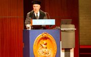 Prof. dr. W. J. op 't Hof tijdens zijn afscheid van de VU. beeld RD, Henk Visscher