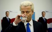Wilders dinsdagmorgen tijdens de presentatie van het verkiezingsprogramma. Foto ANP