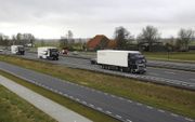 Scania testte maandag platoon rijden op de A28 bij Zwolle. beeld ANP