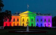 Het Witte Huis in regenboogkleuren. Beeld EPA