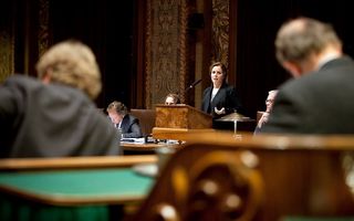 Marianne Thieme spreekt de Eerste Kamer toe. Foto ANP