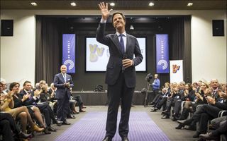 Rutte begin november in debat met zijn achterban op een congres van de VVD-bestuurdersvereniging. Foto ANP