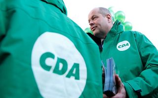 CDA-lijsttrekker, huidig en toekomstig gedeputeerde Jan Jacob van Dijk tijdens de verkiezingscampagne. beeld ANP