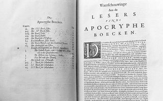 De Statenvertalers namen de apocriefen oorspronkelijk op in hun vertaling, maar plaatsten er een lange ”Waarschuwing aan de lezers” bij. beeld RD