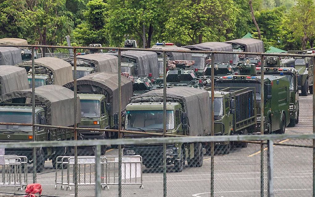 Het leger van China staat paraat aan de grens. beeld EPA