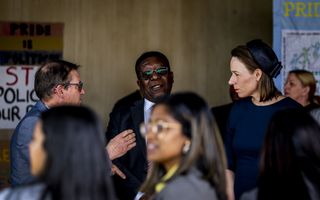 Hanke Bruins Slot, demissionair minister van Buitenlandse Zaken tijdens een staatsbezoek aan Zuid-Afrika. beeld ANP, Remko de Waal