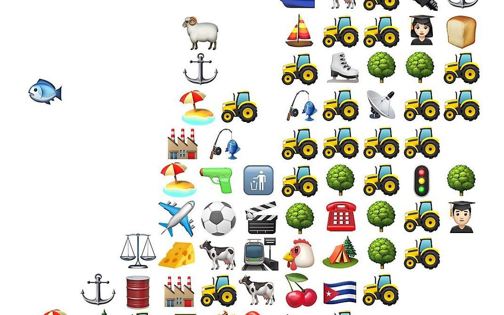 De kaart van Nederland in emoji's, gemaakt door Mathieu van Woerkom