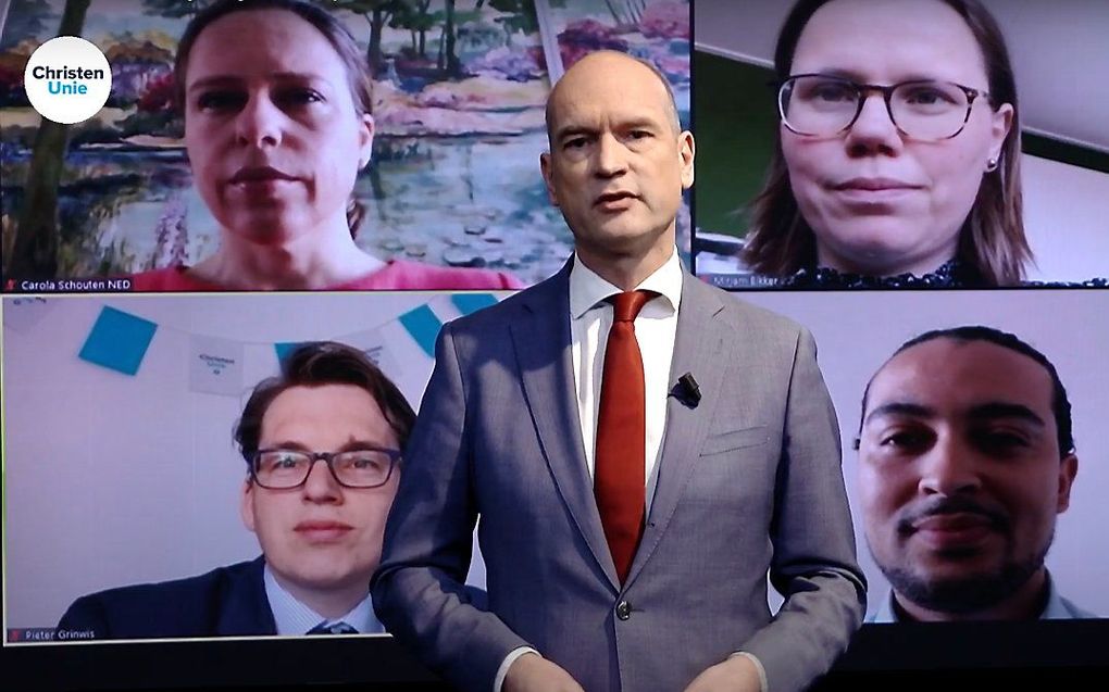 Segers tijdens het online congres van de CU. beeld CU