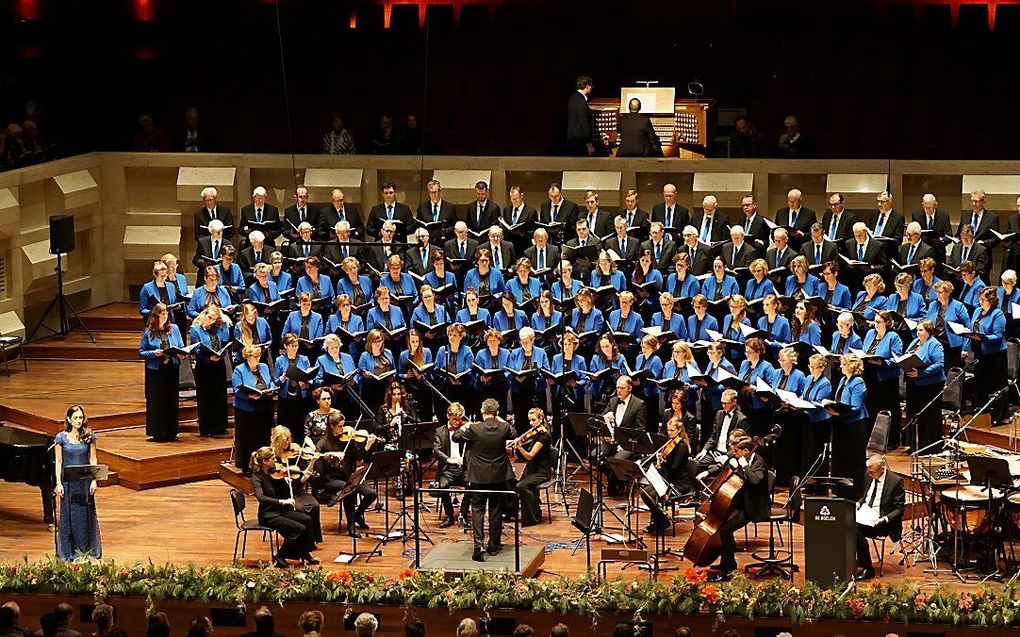 De hervormde gemengde zangvereniging Vox Jubilans tijdens een kerstconcert in 2018. beeld Vox Jubilans