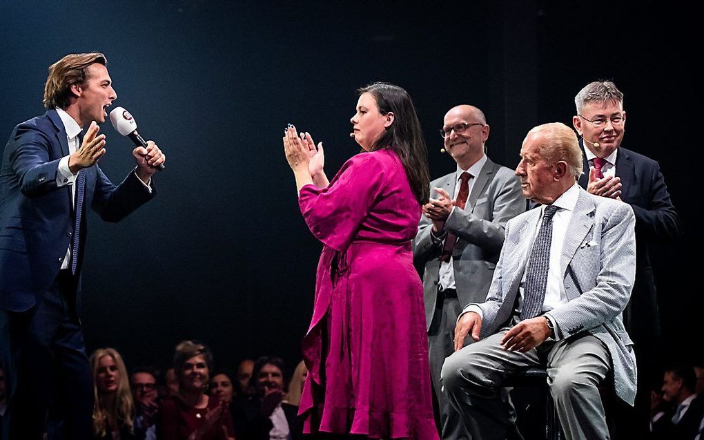 Thierry Baudet, Annabel Nanninga, Paul Cliteur,  Theo Hiddema en Derk Jan Eppink in betere tijden, tijdens een FVD-bijeenkomst in november 2019. beeld ANP