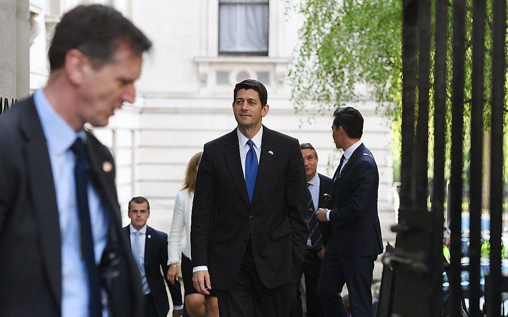 Paul Ryan arriveert bij Downing Street 11. beeld AFP