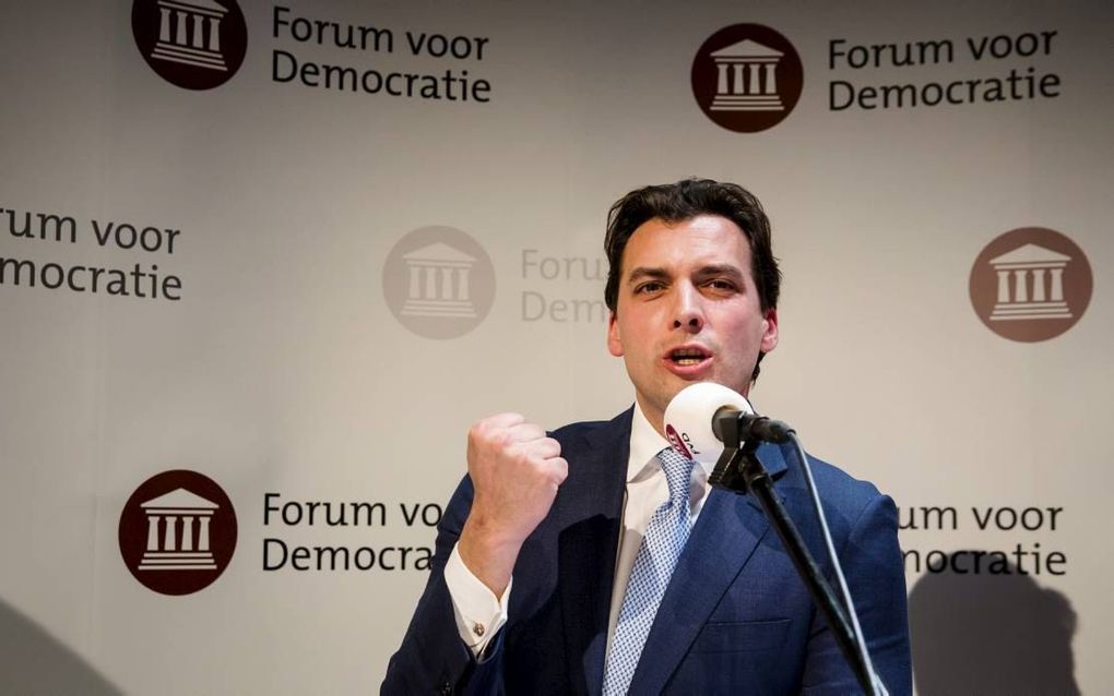 „Het wordt nog verontrustender als we beseffen dat Baudet deze rede uitspreekt in de veertigdagentijd voor Pasen. Baudet verhaalt uitvoerig hoe hij en zijn partijgenoten een moeizame weg zijn gegaan.” beeld ANP, Bart Maat