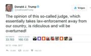 President Trump over de zogenaamde rechters. beeld Twitter