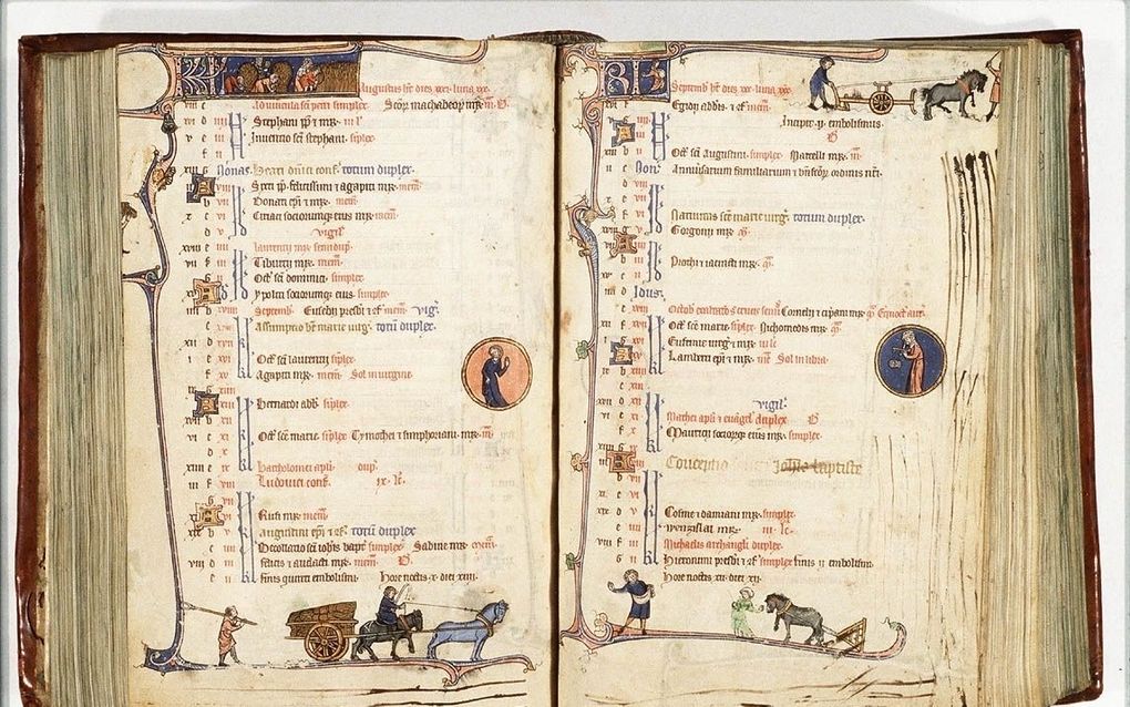 Middeleeuwse kalender uit 1275 Beeld Koninklijke Bibliotheek