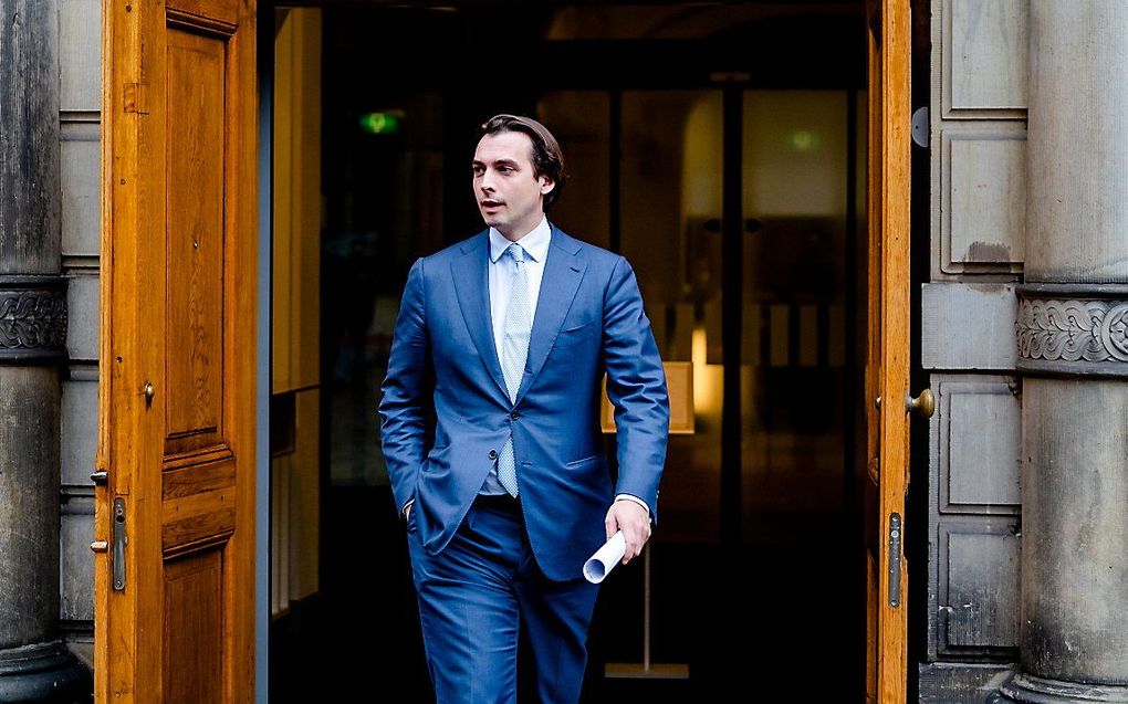 Thierry Baudet (FvD) na afloop van de bijeenkomst met fractievoorzitters. beeld ANP, Bart Maat