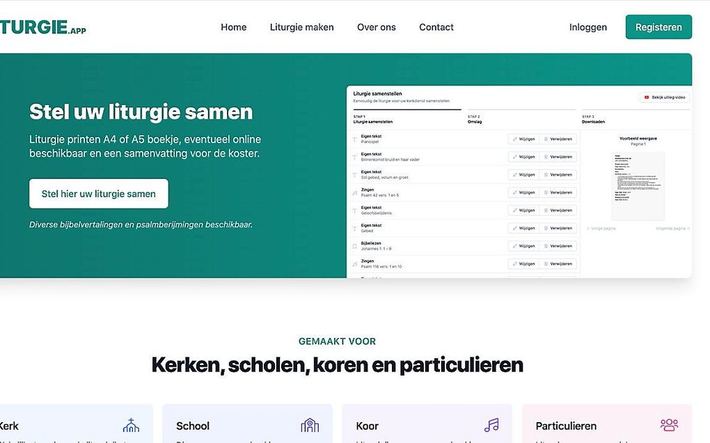 De nieuwe website om een liturgie samen te stellen. beeld liturgie.app