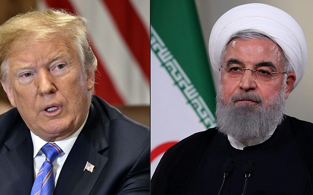 De Amerikaanse president Trump en president Rouhani van Iran. beeld AFP