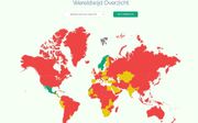Slechts acht landen op de wereldkaar kleuren groen voor ongevaccineerden. beeld Erica Dankmeijer