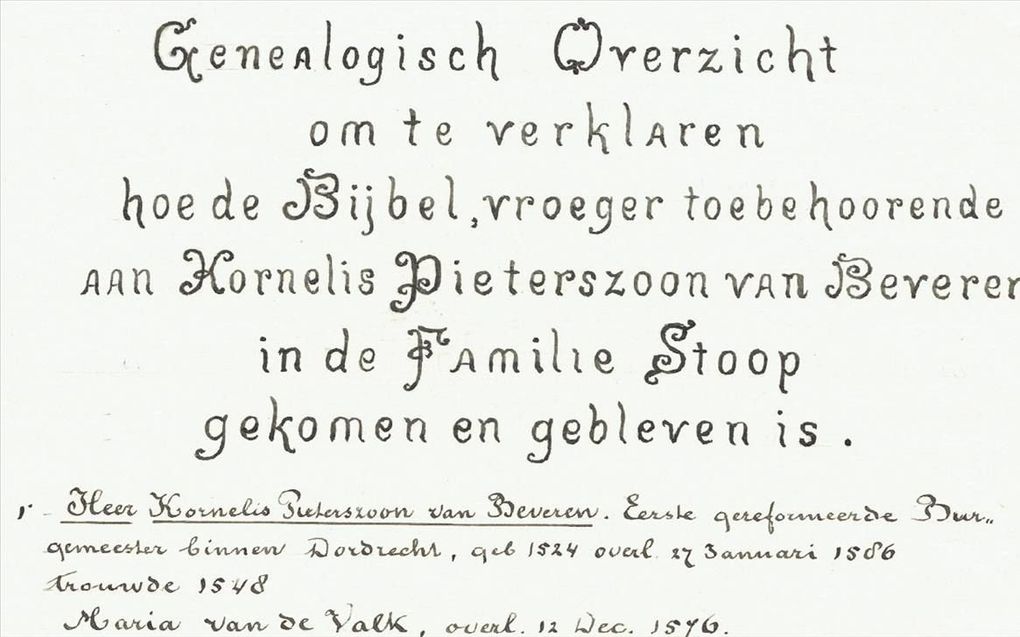 Fragment van de tekst van het artikel over de Bijbel. beeld Augustijnenhof Dordrecht