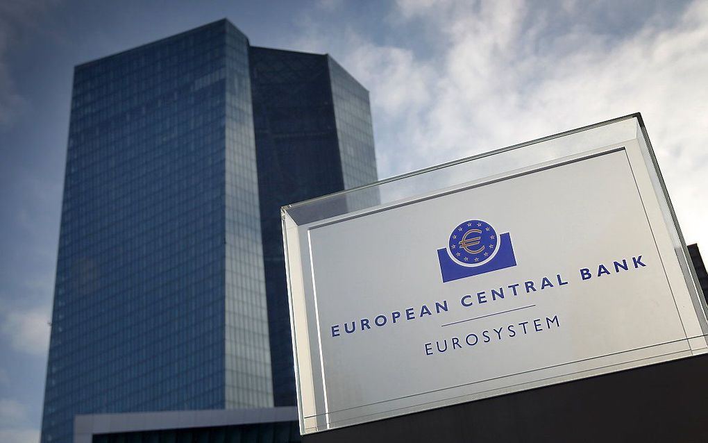 Het hoofdkantoor van de Europese Centrale Bank (ECB) in Frankfurt. beeld AFP, Daniel Roland