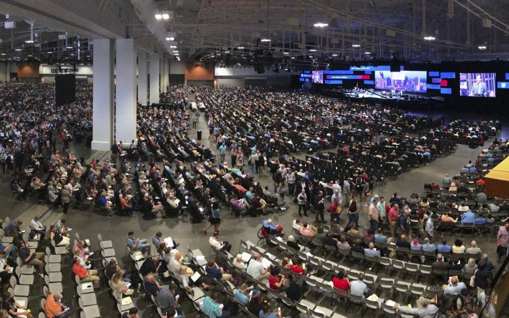 Jaarlijkse bijeenkomst van de Zuidelijke Baptisten in Nashville, 2021. beeld Associated Press, Mark Humphrey