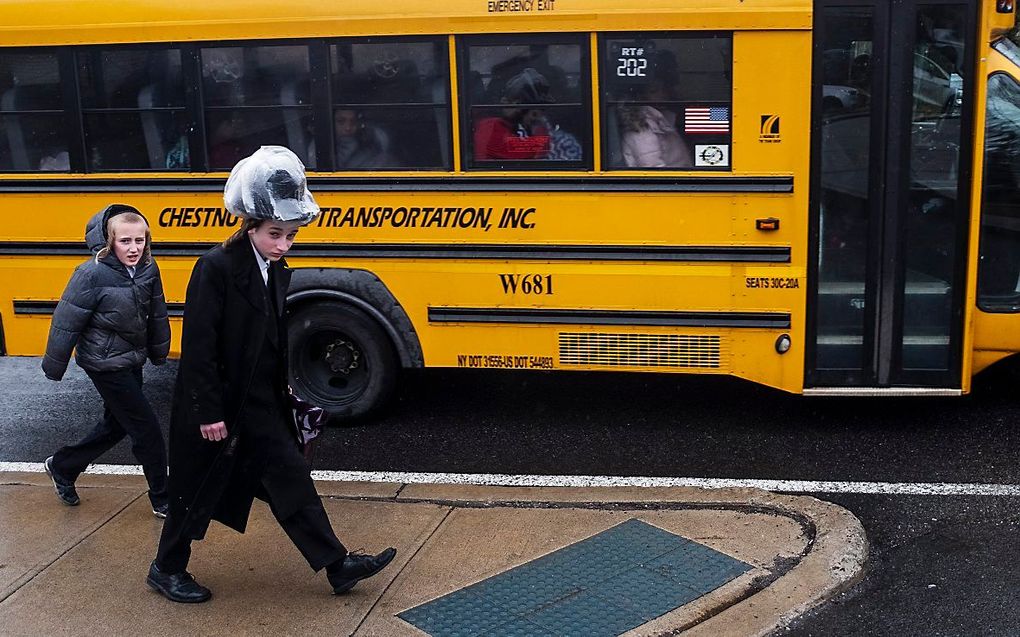 Twee Joodse jongens in Rockland County, New York. beeld AFP