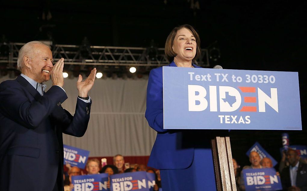 Biden en Klobuchar. beeld AFP