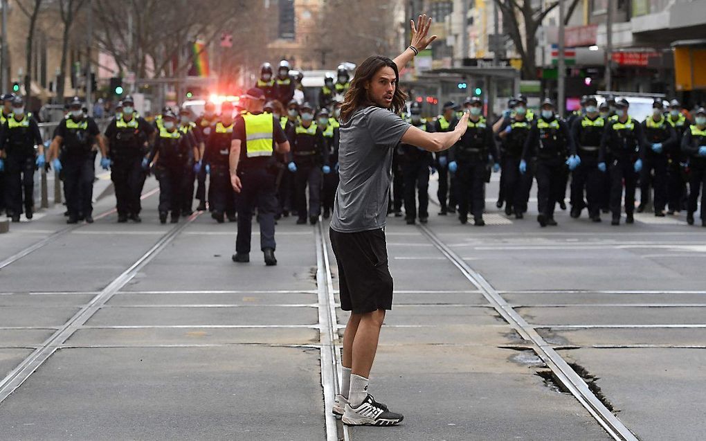 Protest in Melbourne. beeld AFP, William West