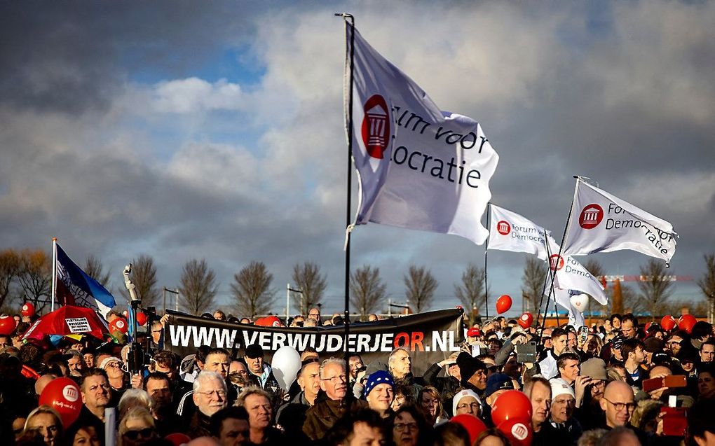 Een bijeenkomst van Forum voor Democratie. beeld ANP, Ramon van Flymen